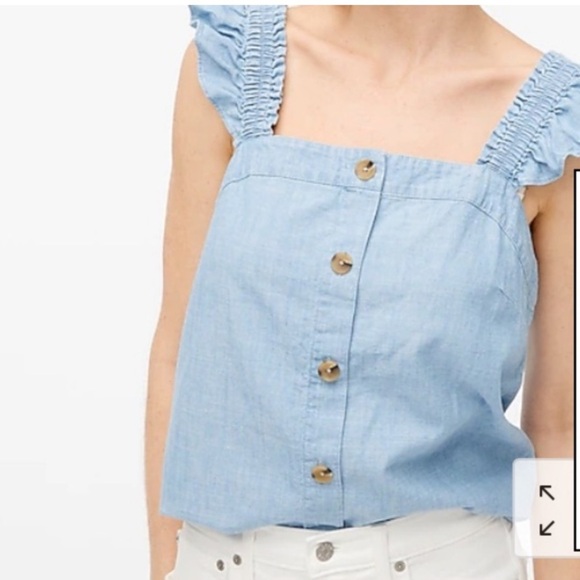 J. Crew Chambray Ruffle Tank Blue  Top Denim size small NEW - Picture 2 of 10